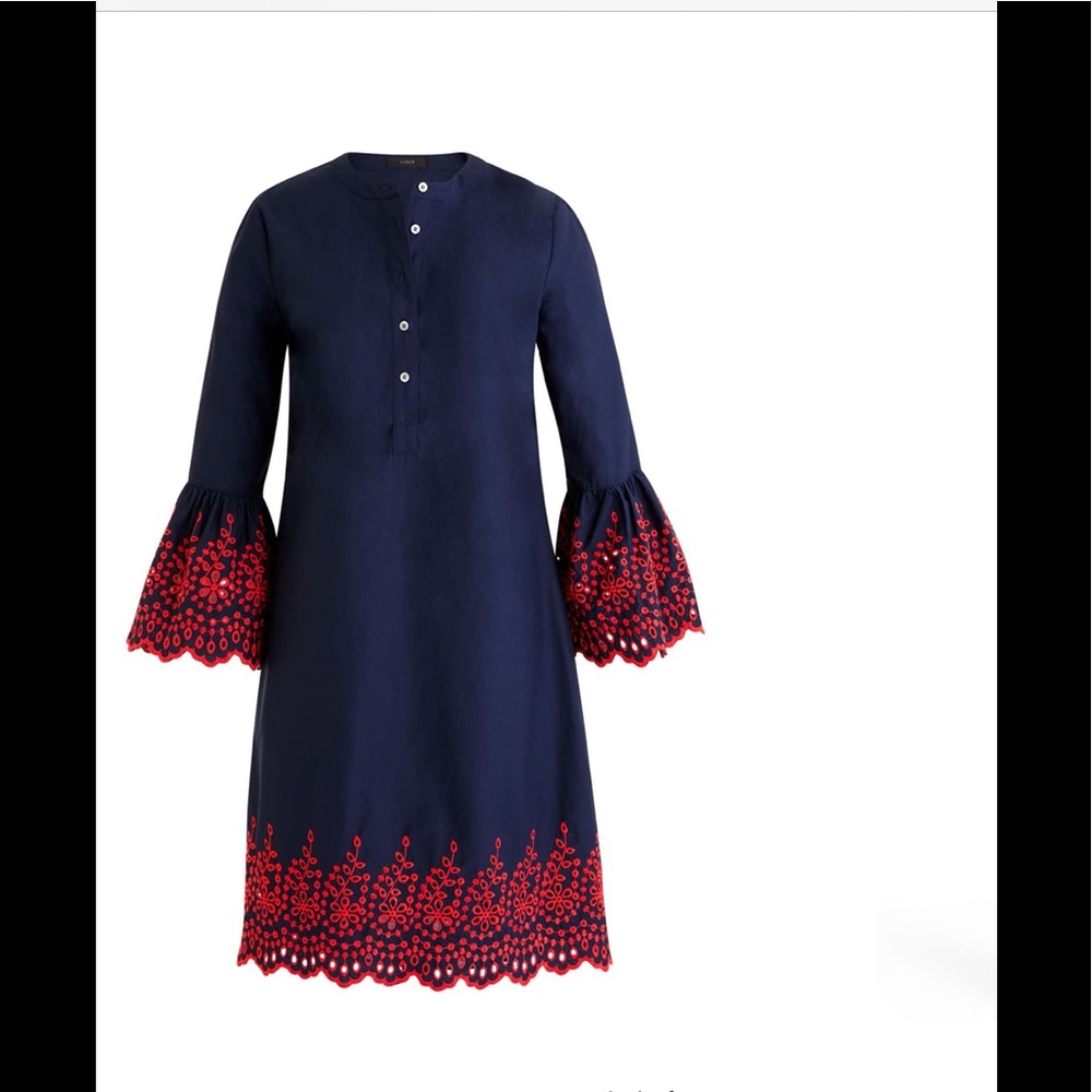 Jcrew shirt dress with eyelet trim in red